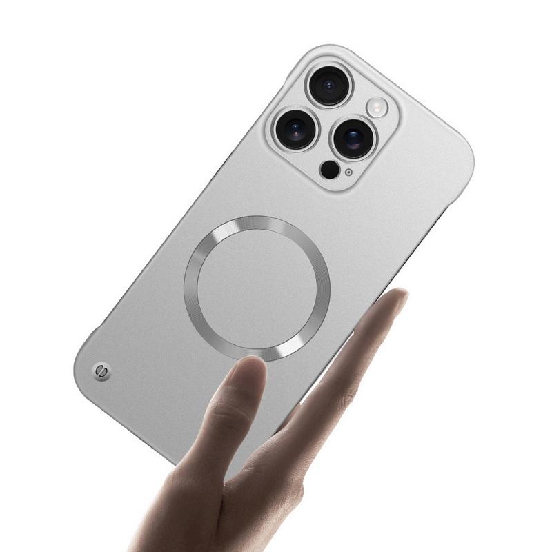 Slim PC Frameless Magnetic Phone Case For iPhone 16 Pro Max 15 Pro 14 Plus 13 12 for MagSafe Matte Shockproof Solid Color Bumper Cover