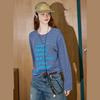 COOLHUT Women's Striped Oversized Long-Sleeve T-Shirt