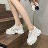 Platform White Shoes Women's 2025 Spring and Autumn New Muffin Sports and Leisure Shoes Fashionable Versatile Inner Height Increase Women's Shoes