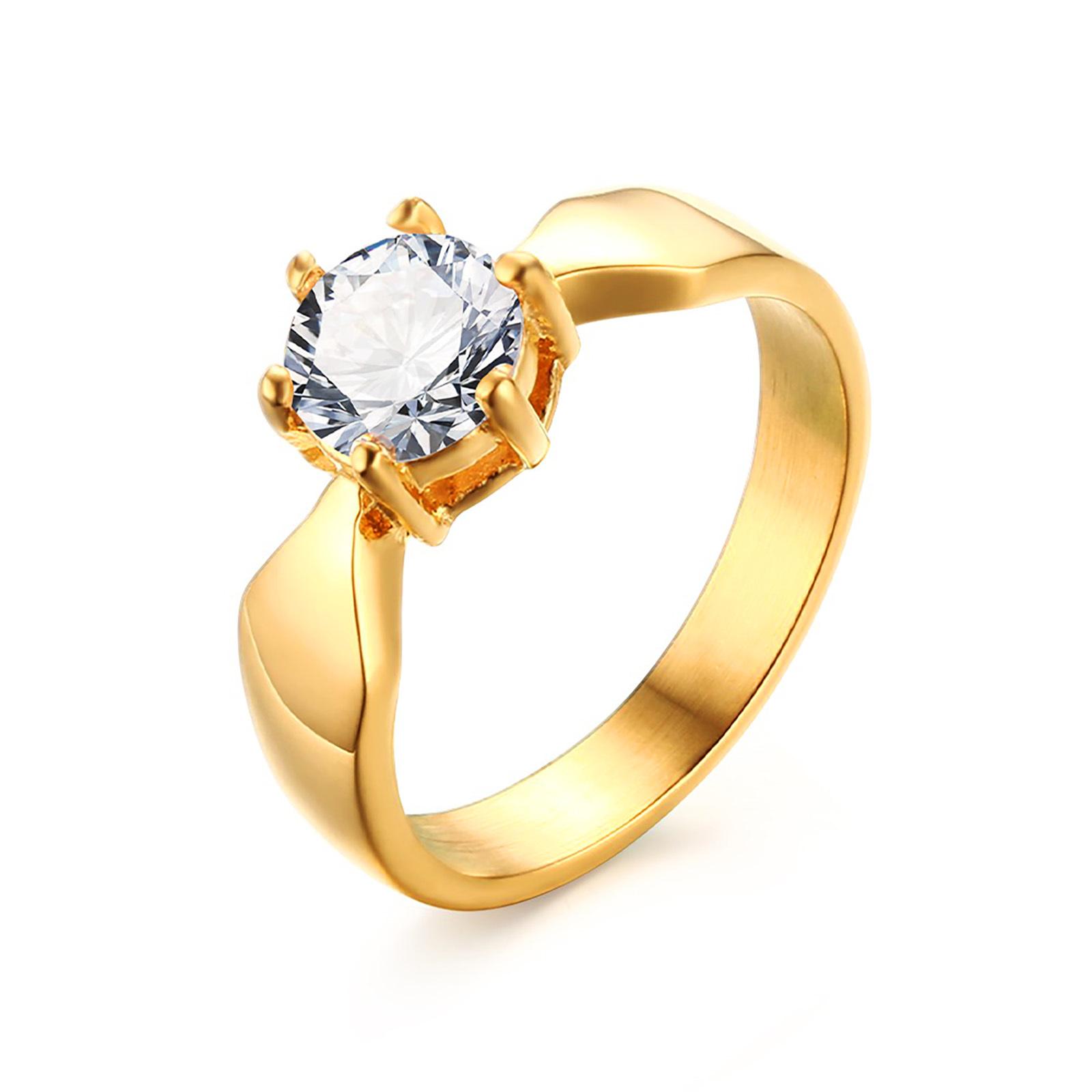 

Round Solitaire Engagement Ring for Women, Cubic Zirconia CZ Stone Wedding Brand Jewelry US ring size 06