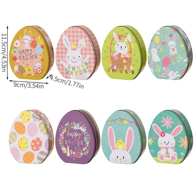 Iron Box Easter Candy Box Tinplated Eggshells Pattern Container for Party Organizing and Displaying