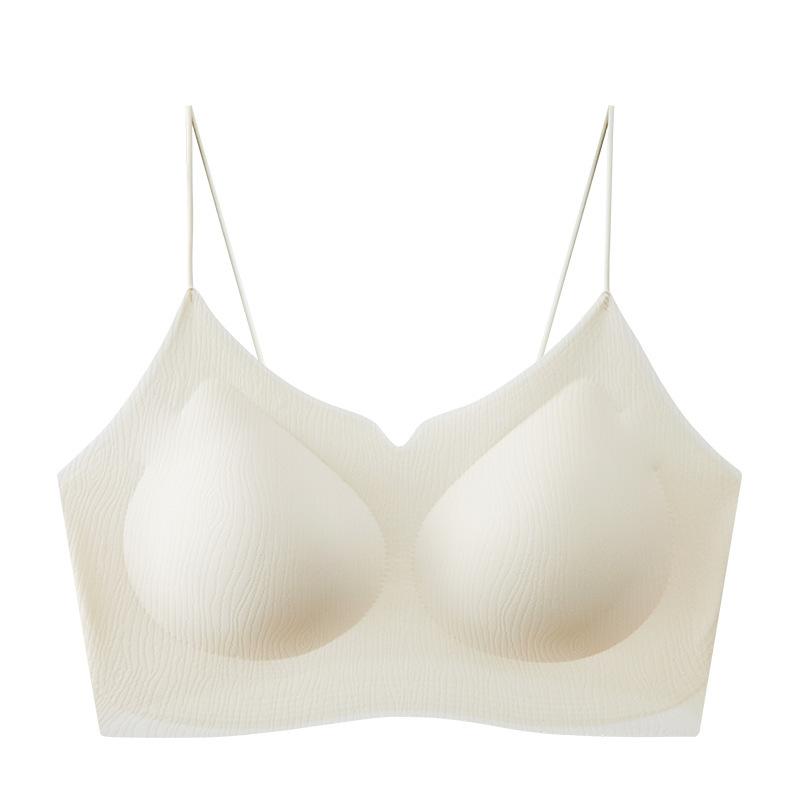 Summer Seamless Bra Women's Thin Underwear Women's Sexy Suspender Beautiful Back Chest Wrapped Fixed Cup Bra
