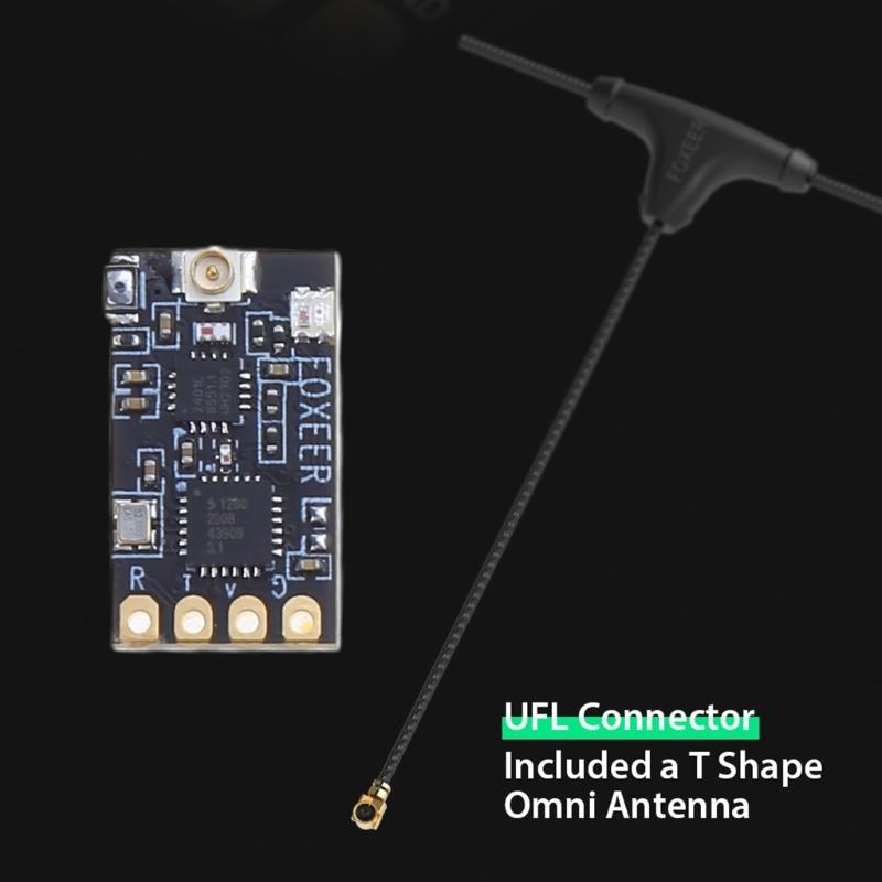 1 Set Foxeer ELRS 2.4G Receiver with T Antenna PA+LNA Signal Transmission for Long-distanced Drones Part