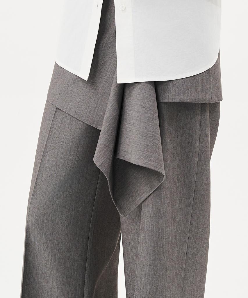 Laneonkyulleoseu Layered Wrap Skirt Pants Set_Melange Grey
