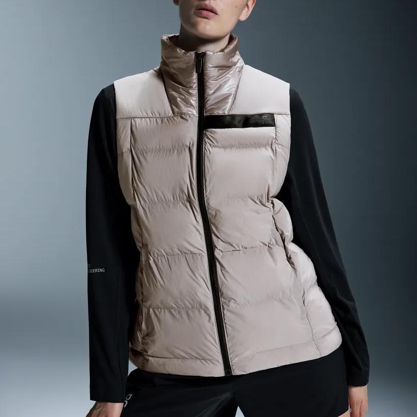 On Challenger Vest Logo Stand Collar Zipper Warm Vest Women vest Zinc-Grey 1WD30030585