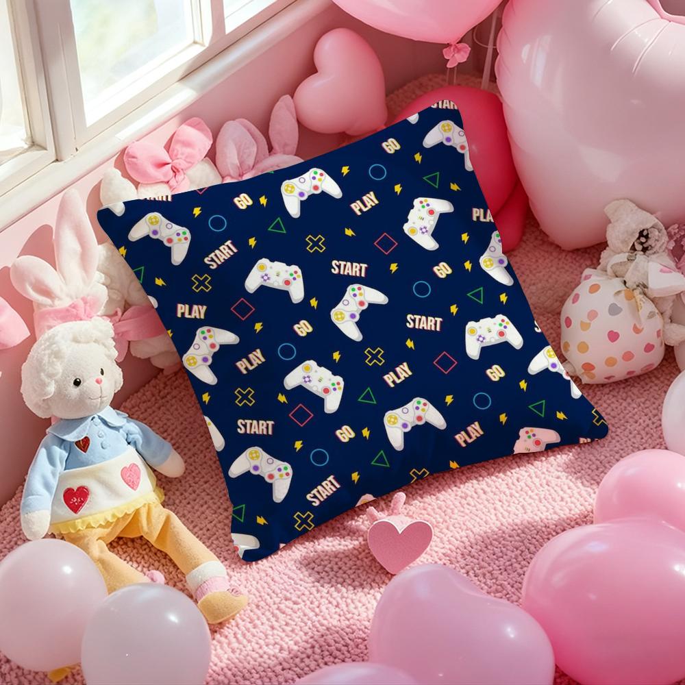 Hot Colorful Game Gamepad Pillow Case Soft Plush Fabric Double-Sided Printed Cushion Cover Warm Winter Sofa Pillow Case