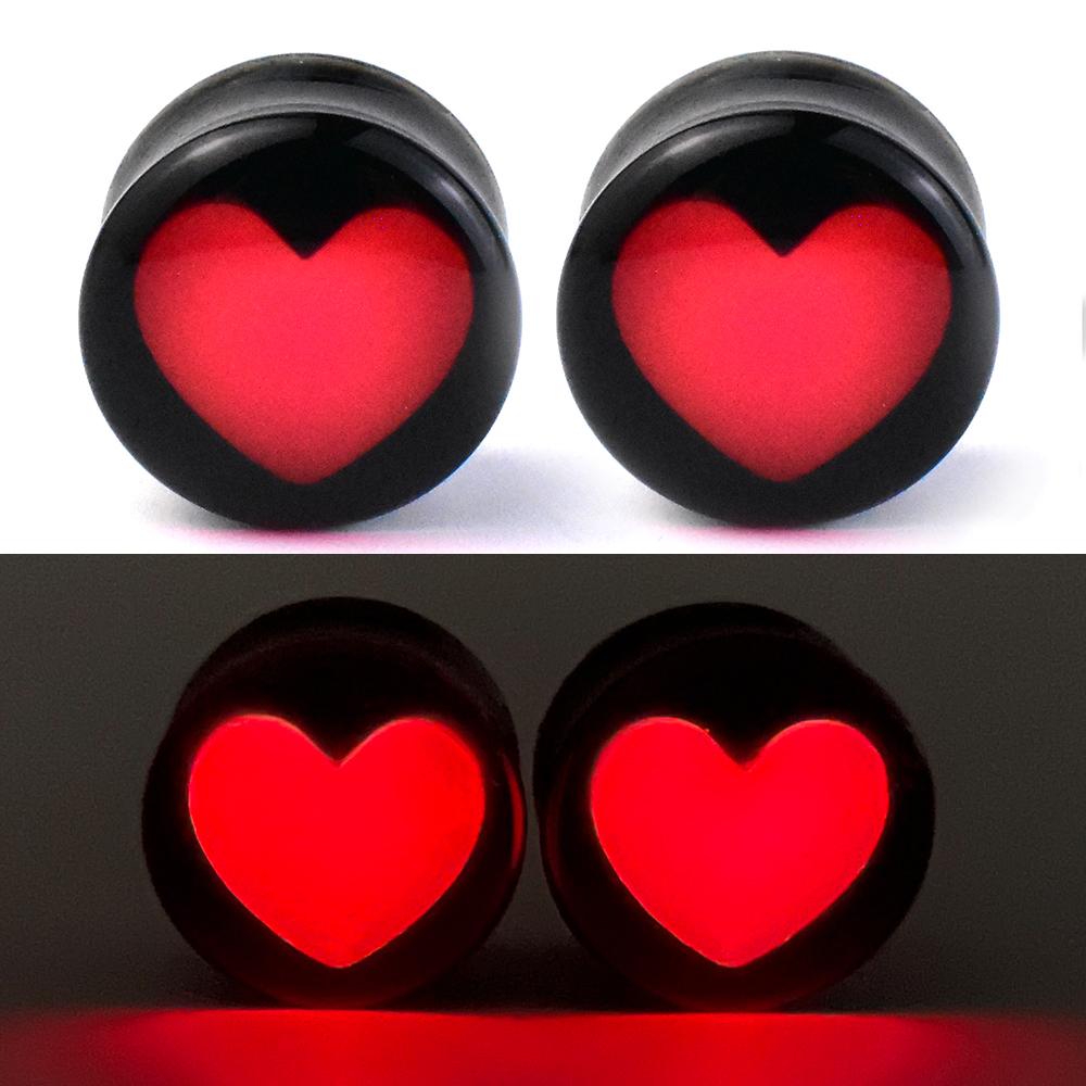6-42mm Glow In the Dark Acrylic Ear Gauges Tunnels and Plug Luminous Ear Expander Studs Stretching Ear Piercing Earring