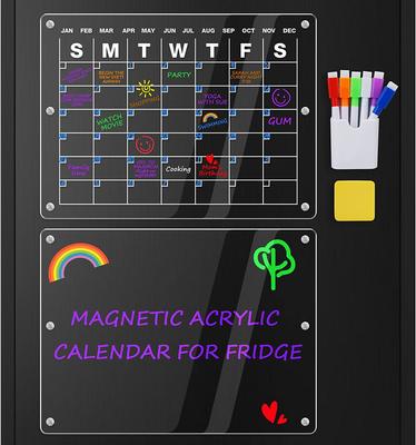 Magnetischer Whiteboard-Kalender für den Kühlschrank - Wiederverwendbares Monats- und Wochenplanungsbrett, Liste und leeres Brett für alle glatten Oberflächen