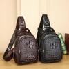 New Crocodile Patterned Chest Bag for Men, High-end Chest Bag, Single Shoulder Diagonal Cross Bag, Casual Outdoor Large Capacity Men's Bag