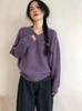 Korean Style V-Neck Wool Sweater - 2025 Autumn Trend, Loose Knit, Long Sleeve, Women's Fashion