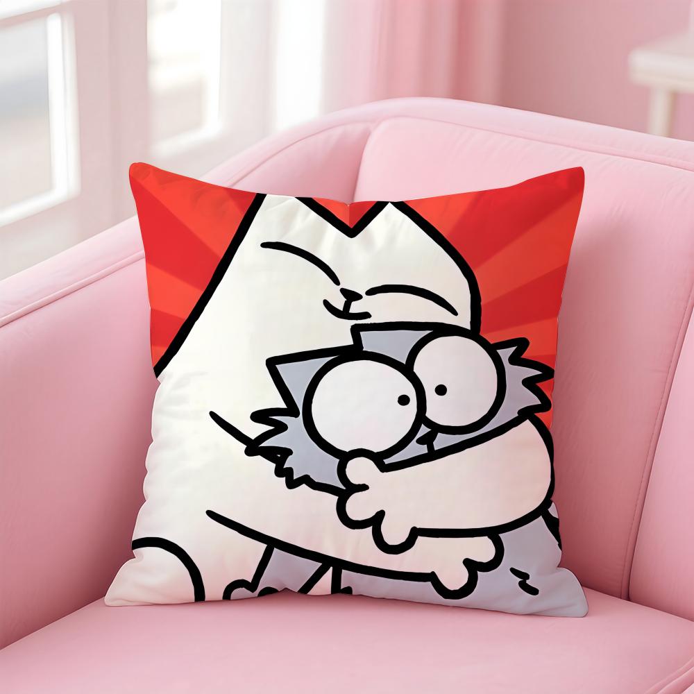 

Cartoon S-Simon s Cat Cushion Cover Comfortable Reversible Pillow Cover Ideal for Car Sofa Bedroom & Beyond 12x12Inch