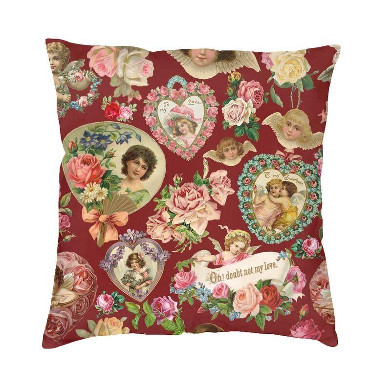 Victorian Angel Square Pillow Cover Home Decorative Vintage Angel Cushion Cover Throw Pillow For Sofa Double-Sided Printing