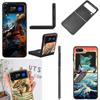 Meeresorganismen, Meeresschildkröten und Tiere Handyhülle für Samsung Z Flip 7 6 5G Galaxy Z Flip4 Z Flip5 Z Flip3 Hülle Schwarz Hart