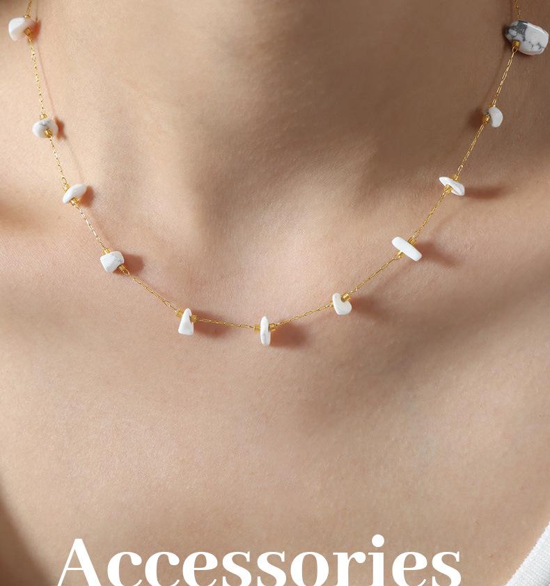 Collana clavicola in Acciaio Titanio Oro 18K Turchese - Gioiello di Lusso Francese Versatile per Donne