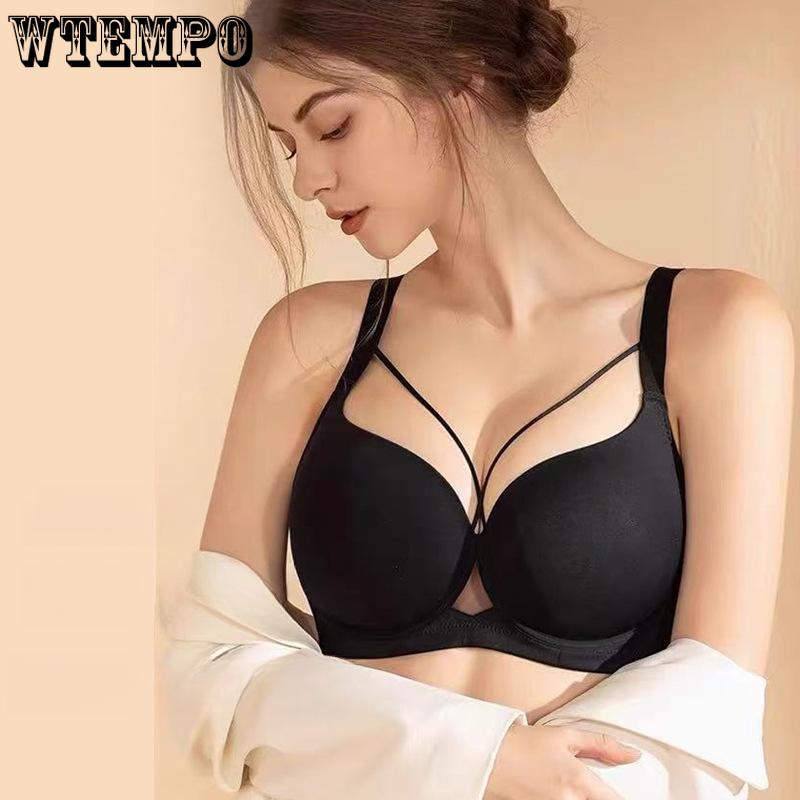 Traceless Bra Women's Plus-size Underwear Anti-sagging Lactation Gathering Bra Sexy Thin Bra Push Up Bra