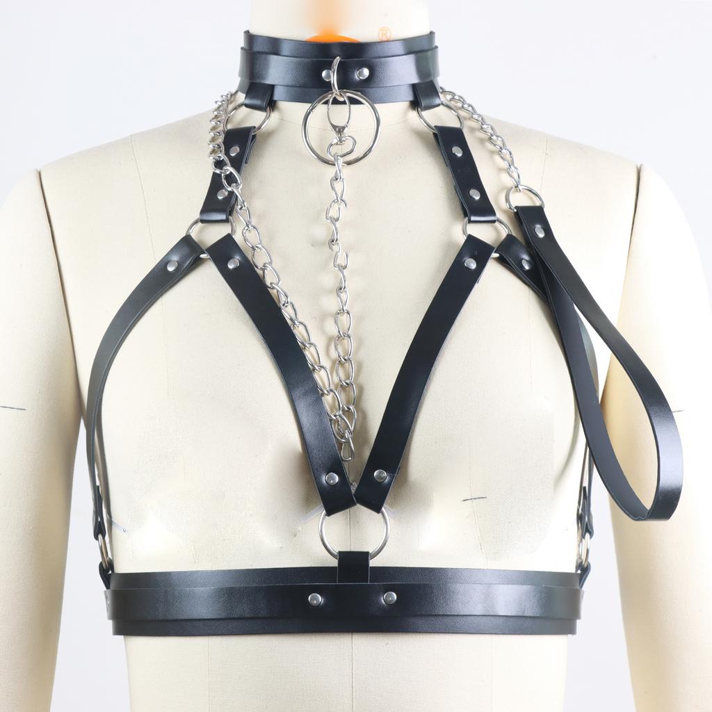 Women Sex Restraints Collar Neck Chest Harness Belt Adjustable Leather Erotic Waist Bondage Strap for Cosplay SM Sex Toys