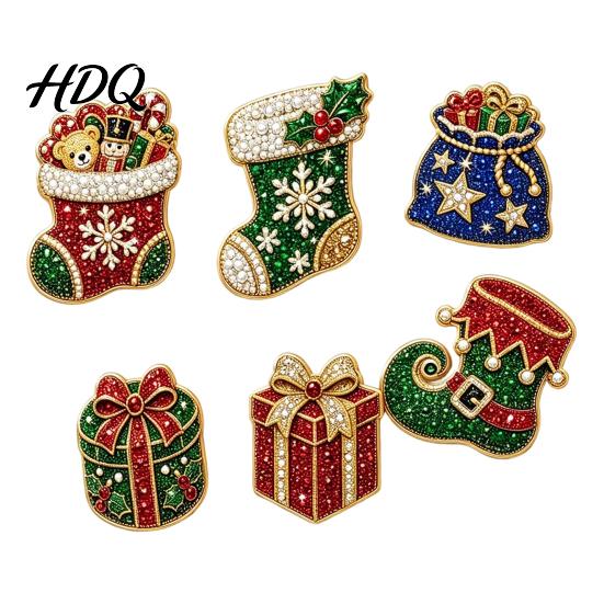 Creative Seasonal Crafts 6Pcs/Set Fridge Magnets Faux Pearl Art Kit Christmas Snowman Tree Santa Magnetic Snowflake Ornaments Magnets DIY
