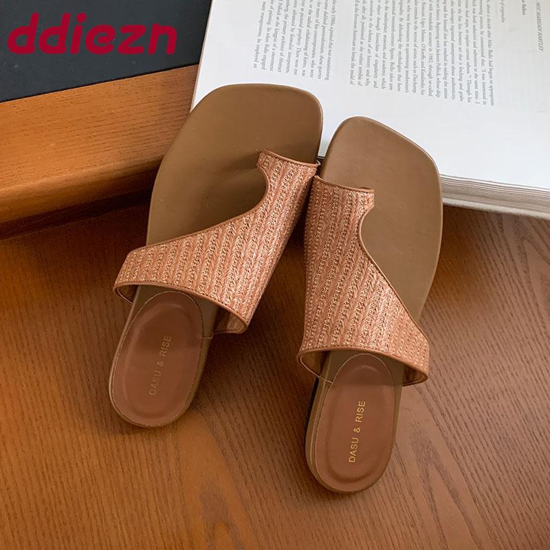 Mode Neu Sommer Strand Pantoletten Damen Ballerinas Hausschuhe Schuhe Damen Flip-Flops Mode Eckige Zehen Damen Ballerinas Hausschuhe Sandalen