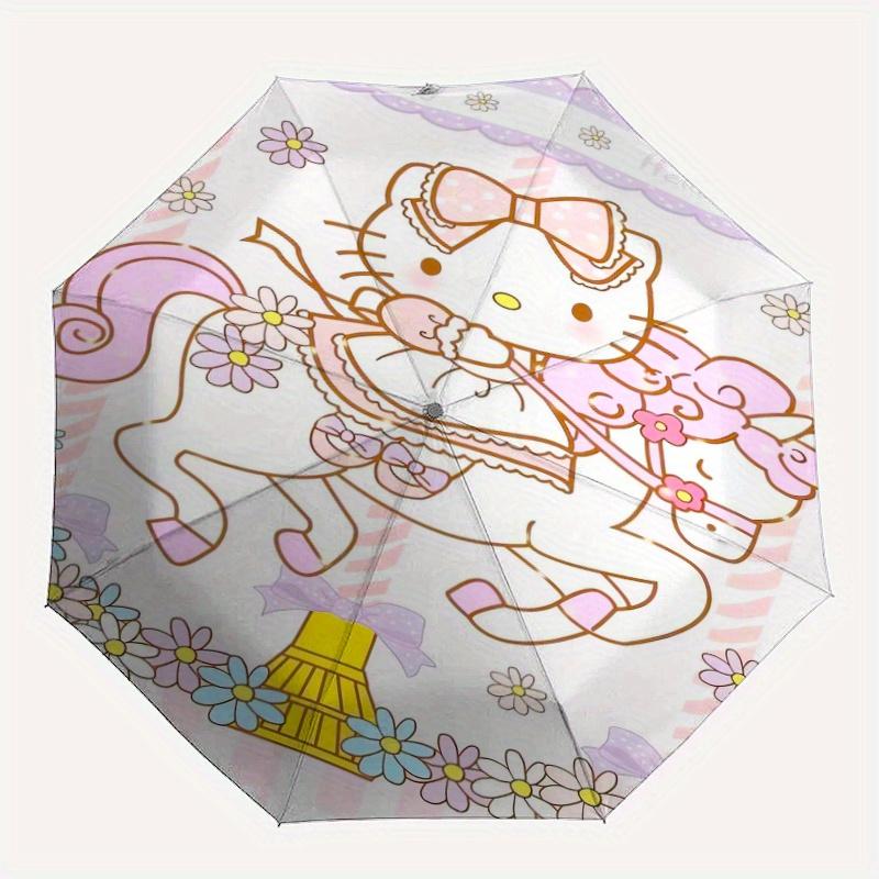 Hello Kitty Theme Automatic Opening and Closing Folding - A Good Choice for Gifts, Fashionable and Convenient Cartoon Umbrella With Cute Cartoon Chara