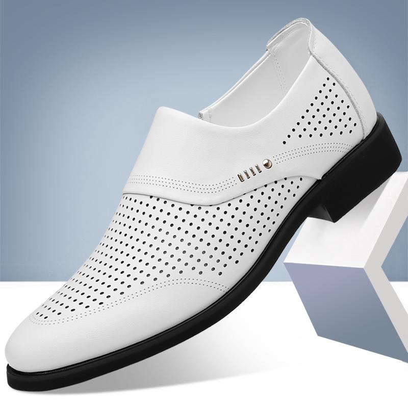 Fashion Luxury Mens Dress Shoes Summer Breathable Mesh Shoes Fashion Hollow Out Leather Shoes for Men Casual Loafers Moccasins Sandalias