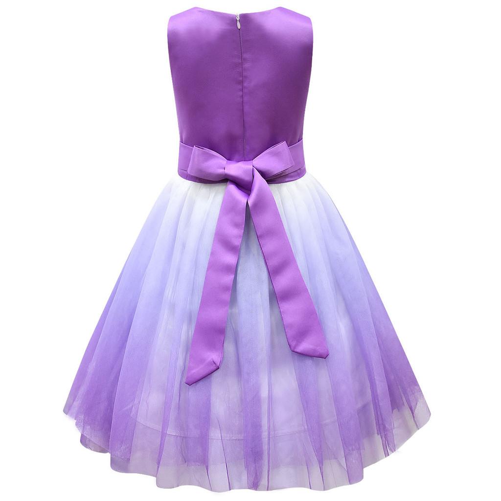 Kids Girls Princess K-POP Rumi Zoey Mira Print Bow Sleeveless Mesh Tutu Dress