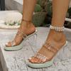 Luxury Glitter Transparent Pvc Strap Slides Women 2025 Summer Super High Clear Heel Slip On Sandals Sexy Party Dress Shoes