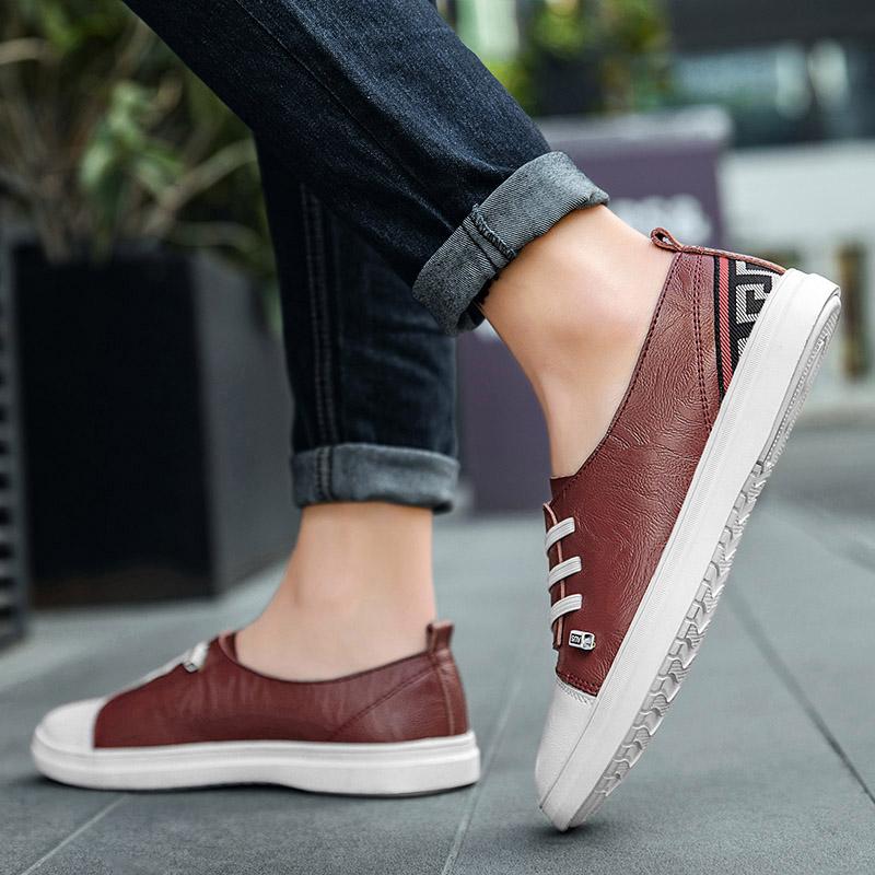 Fashion Leather Fashion Walking Shoes Men Hot Sale Mens Slip on Shoes All-match Male Comfortable Loafers Classic Male Outdoor Footwear