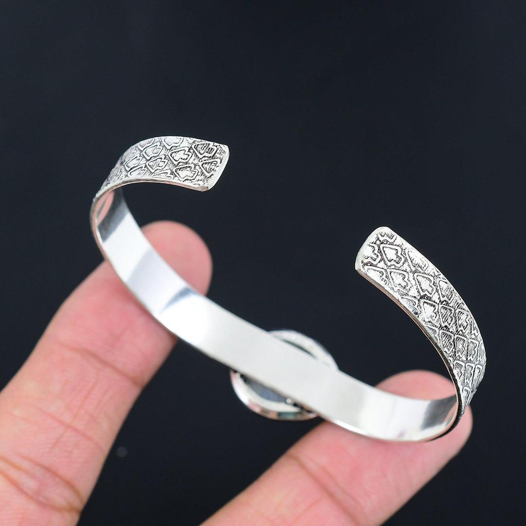 Gift For Her 925 Silver Natural Rainbow Moonstone Gemstone Bangle Adjustable