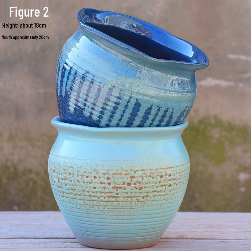 Minimalist Large Coarse Pottery Flower Pot for Succulents and Green Plants