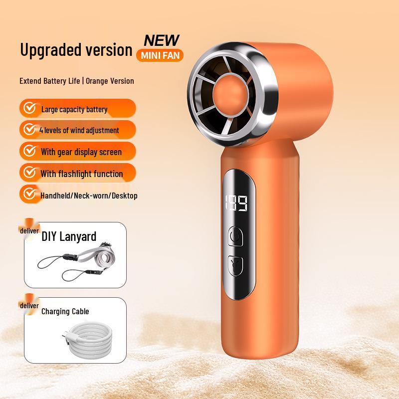 2026 Mini Silent Cooling Fan - Compact, High-Speed, Digital Display, Long Battery Life, 199 Gear Settings. 199-speed High-Speed Fan