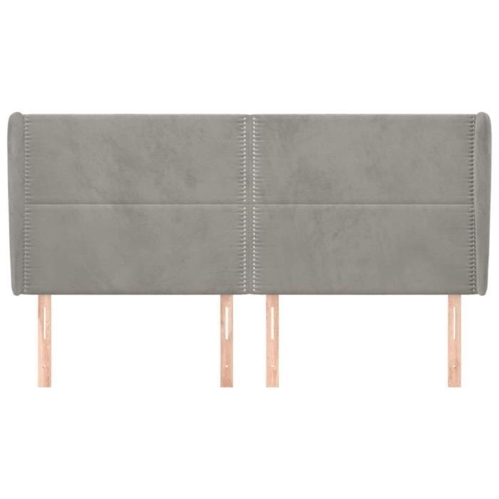 VidaXL Tête de lit avec oreilles Gris clair 183x23x118-128 cm Velours3117876