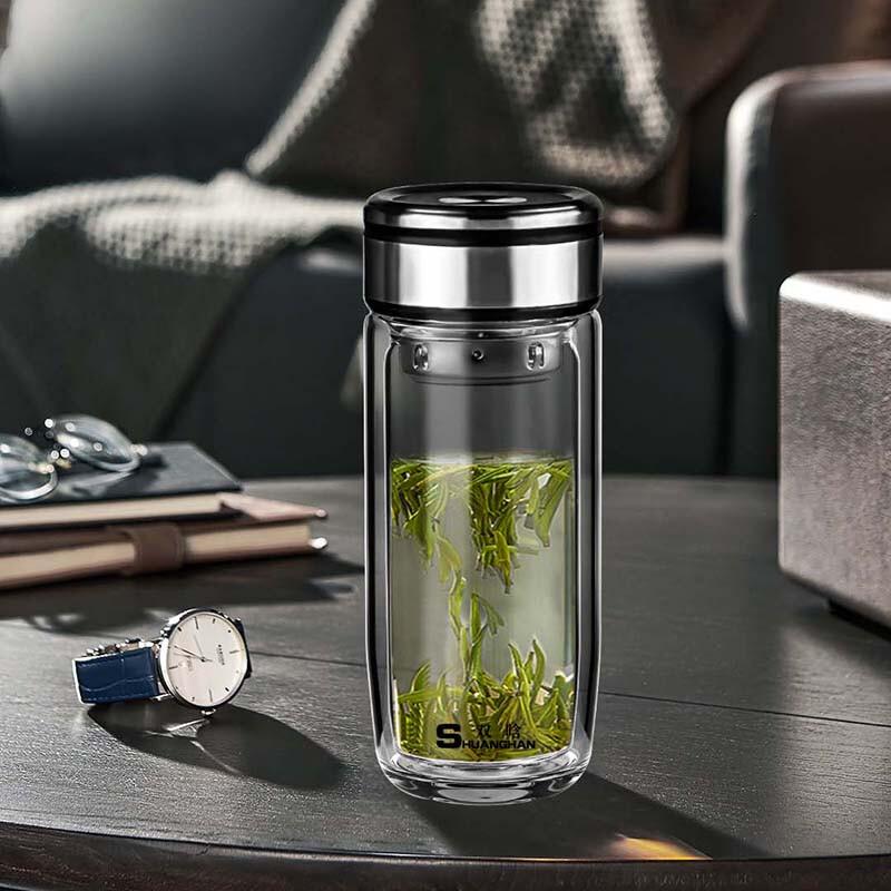 Shuanghan Double-Layer High Borosilicate Glass Business Cup