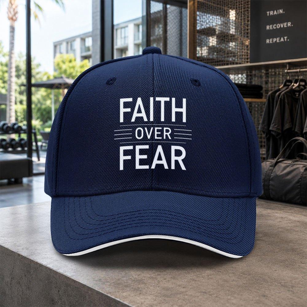 1pc Easy Faith Over Fear Sandwich Baseball Cap Unisex Easy Lightweight Adjustable Outdoor Duckbill Hat Suitable For Concerts Pa