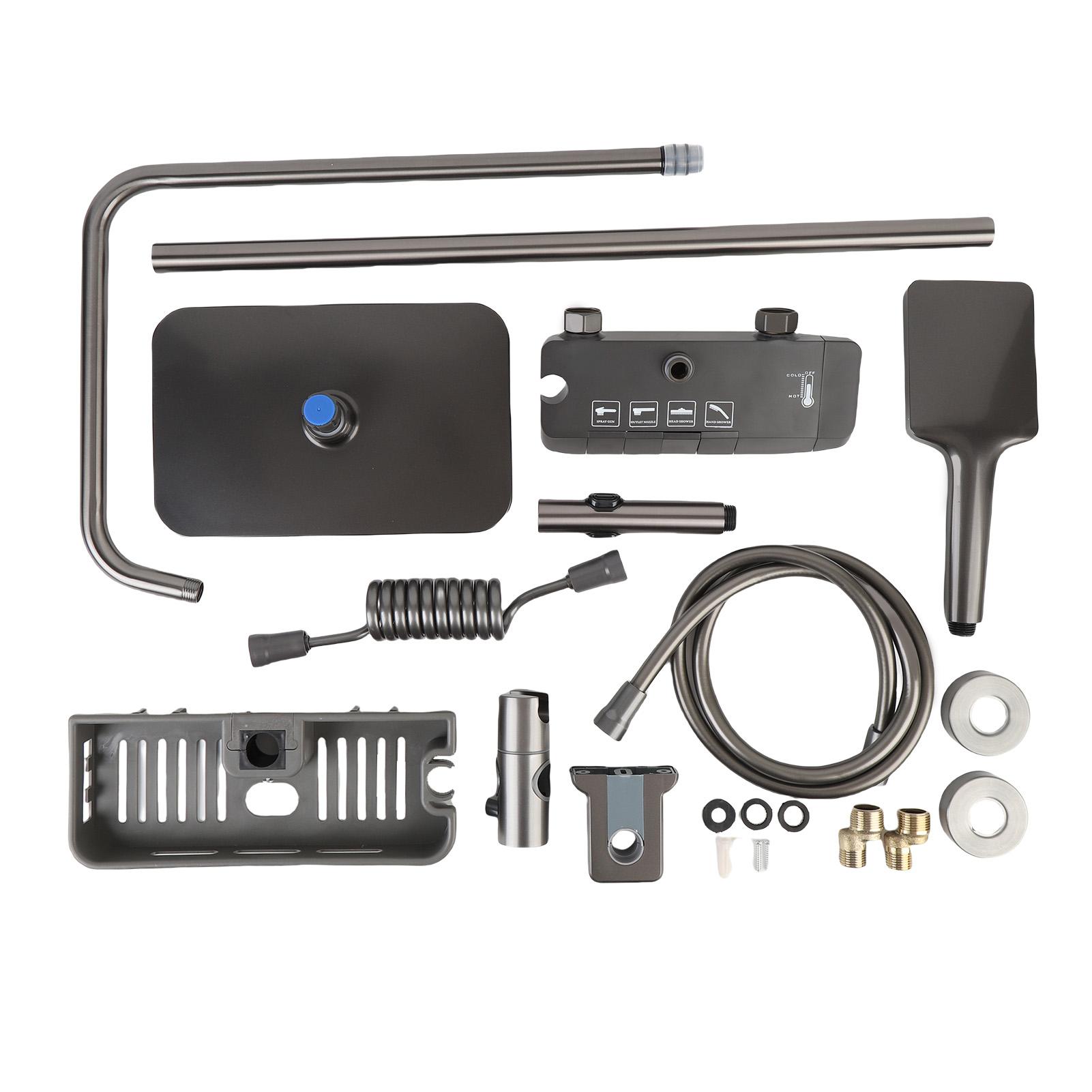 

Thermostatic Shower System High Pressure Shower Faucet Set with Rain Shower Head Handheld Shower