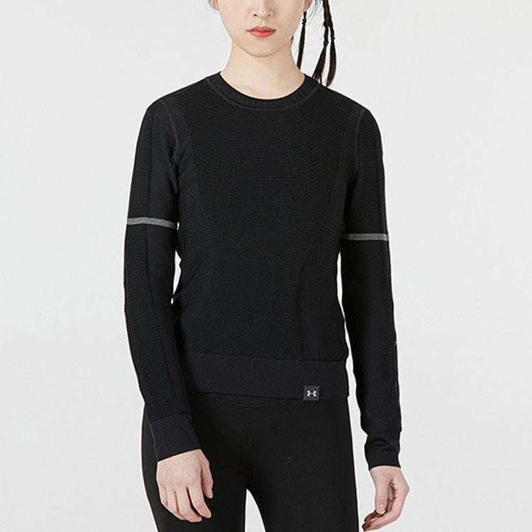 Under Armour Solid Slim Fit Casual Crew Neck Sweatshirt Women Sweatshirt Black 1344424-001