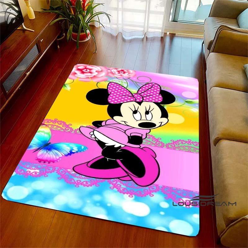 Cute Pink Minnie Mouse Cartoon Rug, Suitable for Living Room, Bedroom, Kitchen, Hallway, Children's Non-slip Floor Mat,