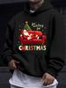 American Western Style Unisex Autumn Winter Print Hooded Long Sleeve Sweatshirt, Sofa Lounging Santa Claus Print Hoodie, Lazy Christmas Fun Pullover,