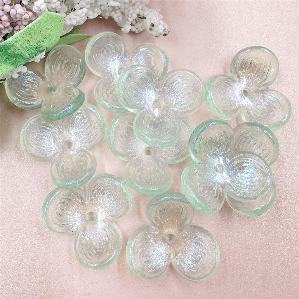 Acrylic 10pcs Hairpin Accessories Mobile Phone Chain Beads 22.6mm Hollowed Out Straight Hole Three-petal Flowers Beaded Handmade