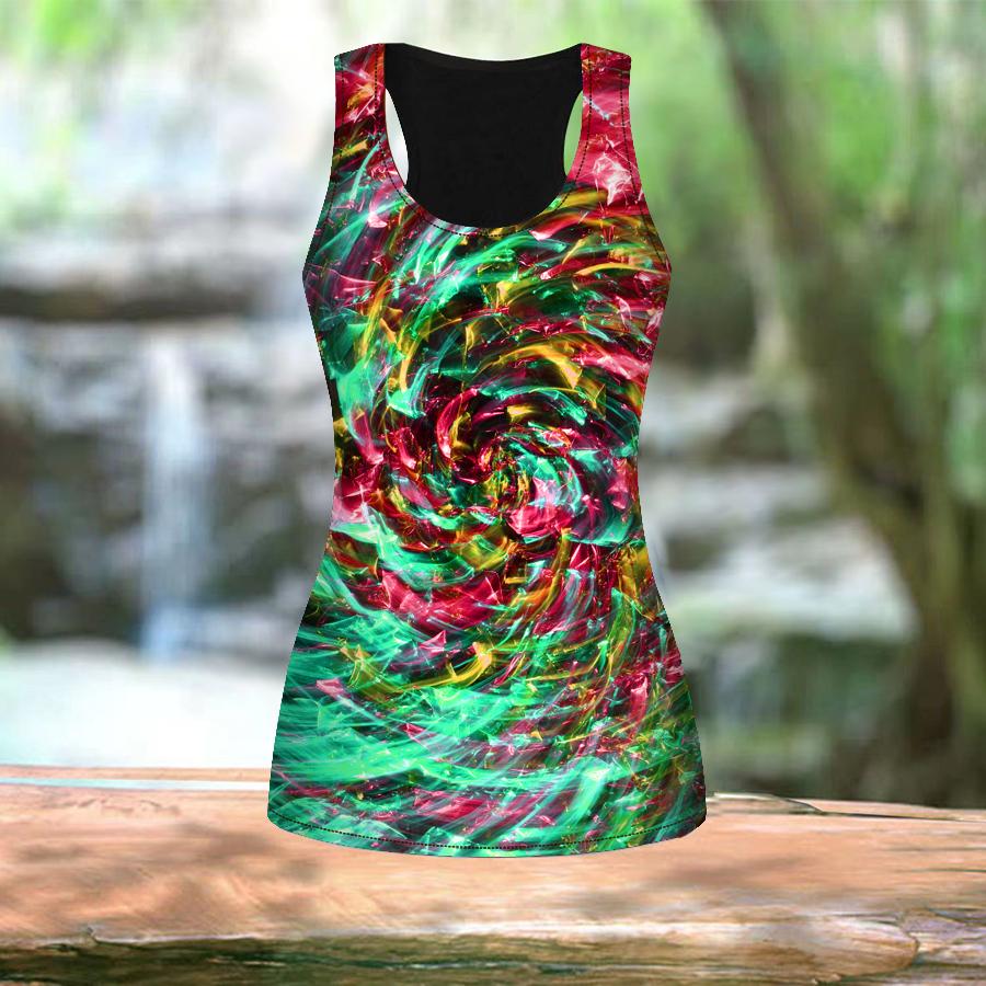 3D Crystal Windmill Print Women Workout Yoga Gym Printed Summer Sport Shirts Plus Size Vests