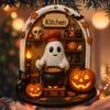 Cute Reading Ghost Halloween Ghost Ornaments 2D Flat Acrylic Pendant Halloween Hanging Home Decor