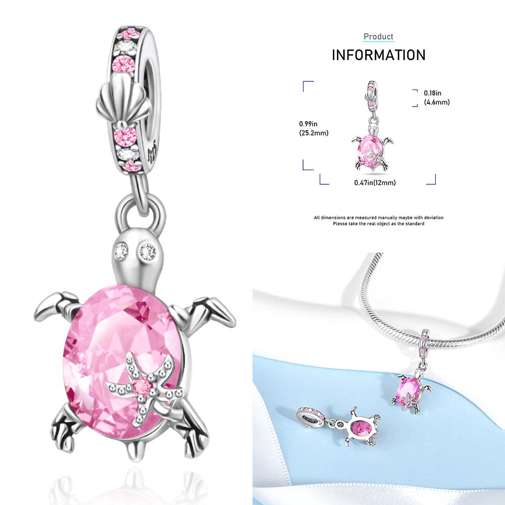 Zircon Heart Clip Charms Flower Clover Charm Copper Sea Turtle Beads Fit Diy Original Bracelet Jewelry