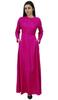 Bimba Women's Long Sleeve Maxi Mandarin Collar Plain Jilbab Dress With