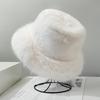 Elegant faux fur mink fluffy fisherman hat for women, ladylike style, large head circumference plush hat, warm winter pullover hat