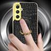 For Samsung Galaxy S24 FE Case Finger Ring Kickstand TPU+Leather 6D Electroplating Phone Cover