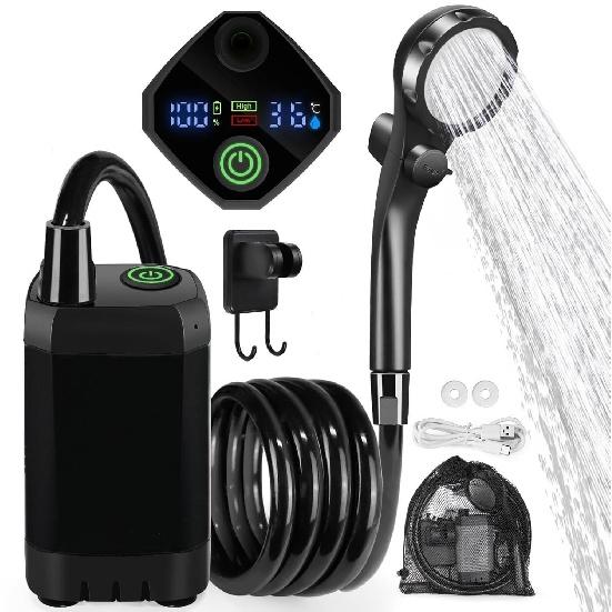 Cordless Portable Electric Shower Pump Self-Priming Rechargeable Shower Head No Plug Needed Outdoor Camping Dorm Rural Mobile Water Sprayer Bath Tool