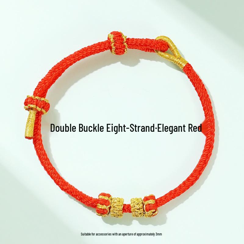 Dragon Boat Festival Peach Blossom Knot Bracelet - Five-Color DIY Beaded Rope for Couples