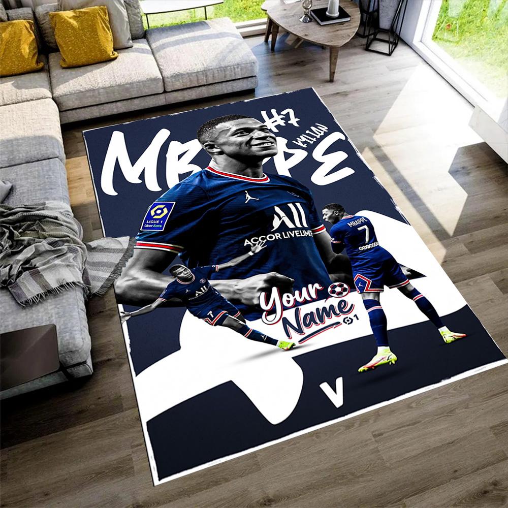 Mbappé Customize Your Name Floor Rug Office Rug Perfect for Living Rooms Dining Room Balcony Playrooms Antislip Carpet Decorate Offices