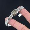 Oval Turritella Agate Stone 925 Sterling Silver Wife Trendy Boho Bangle Jewelry