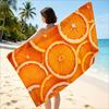 Strandtuch mit frischem Orangenscheiben-Print, schnell trocknendes, weiches Mikrofaserhandtuch für den Sommerurlaub