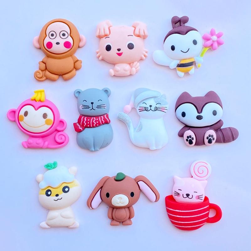 10pcs New Cute Resin Mini Cartoon Animal Flat back Cabochon Scrapbook Kawaii DIY Embellishments Accessories